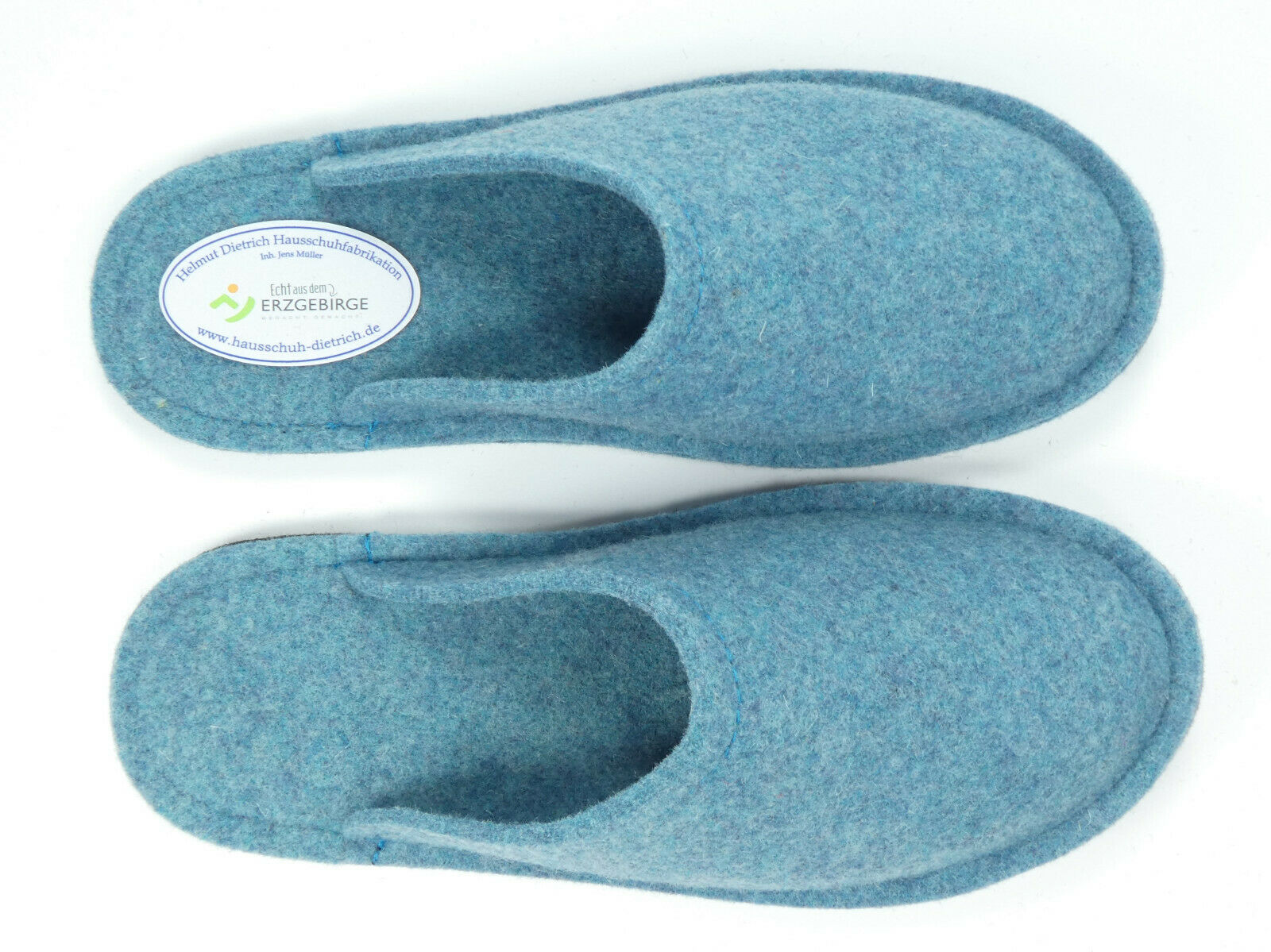 Barfuß-Pantoffel Wollfilz ozeanblau