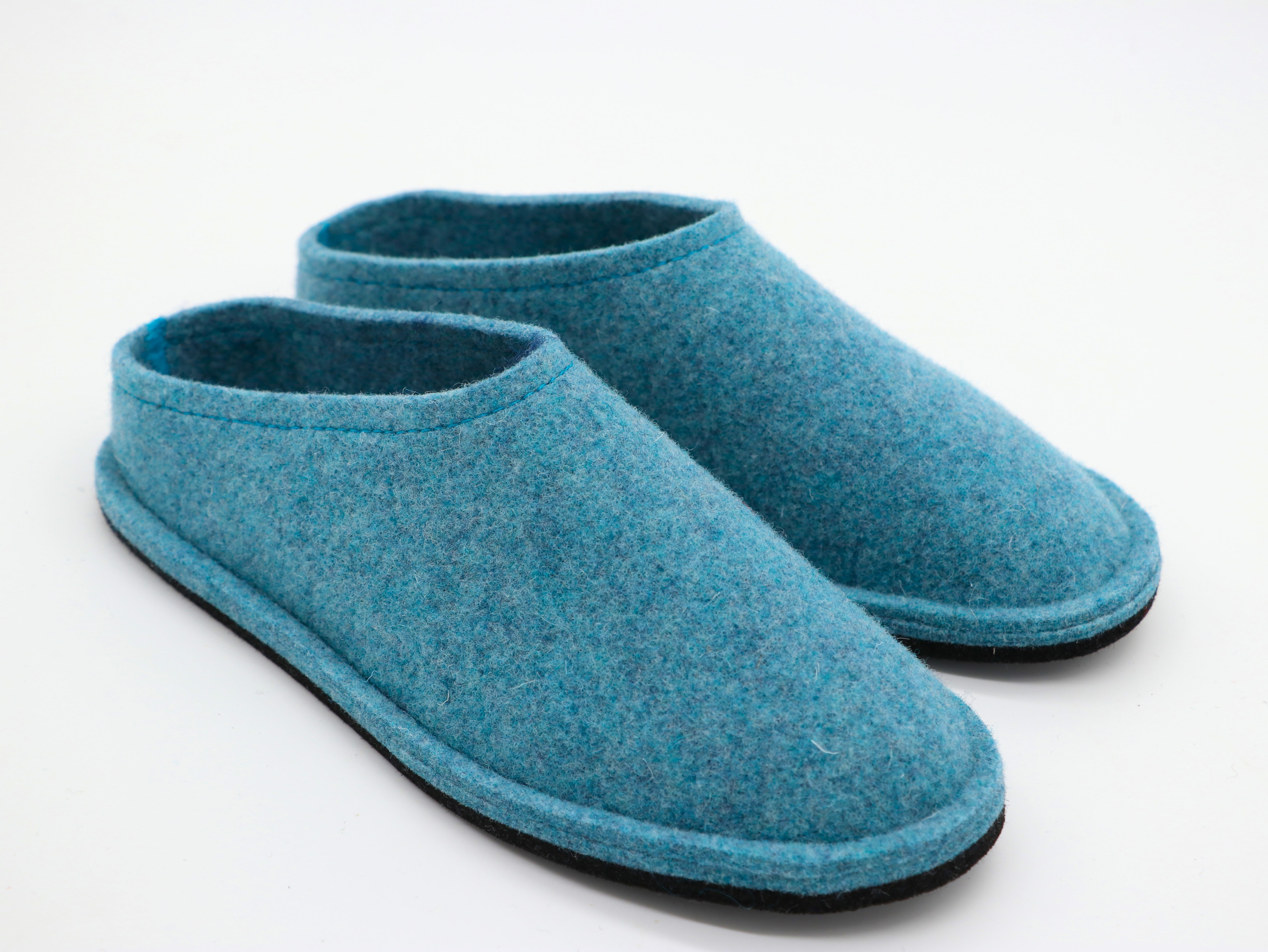 Barfußschuh Wollfilz ozeanblau