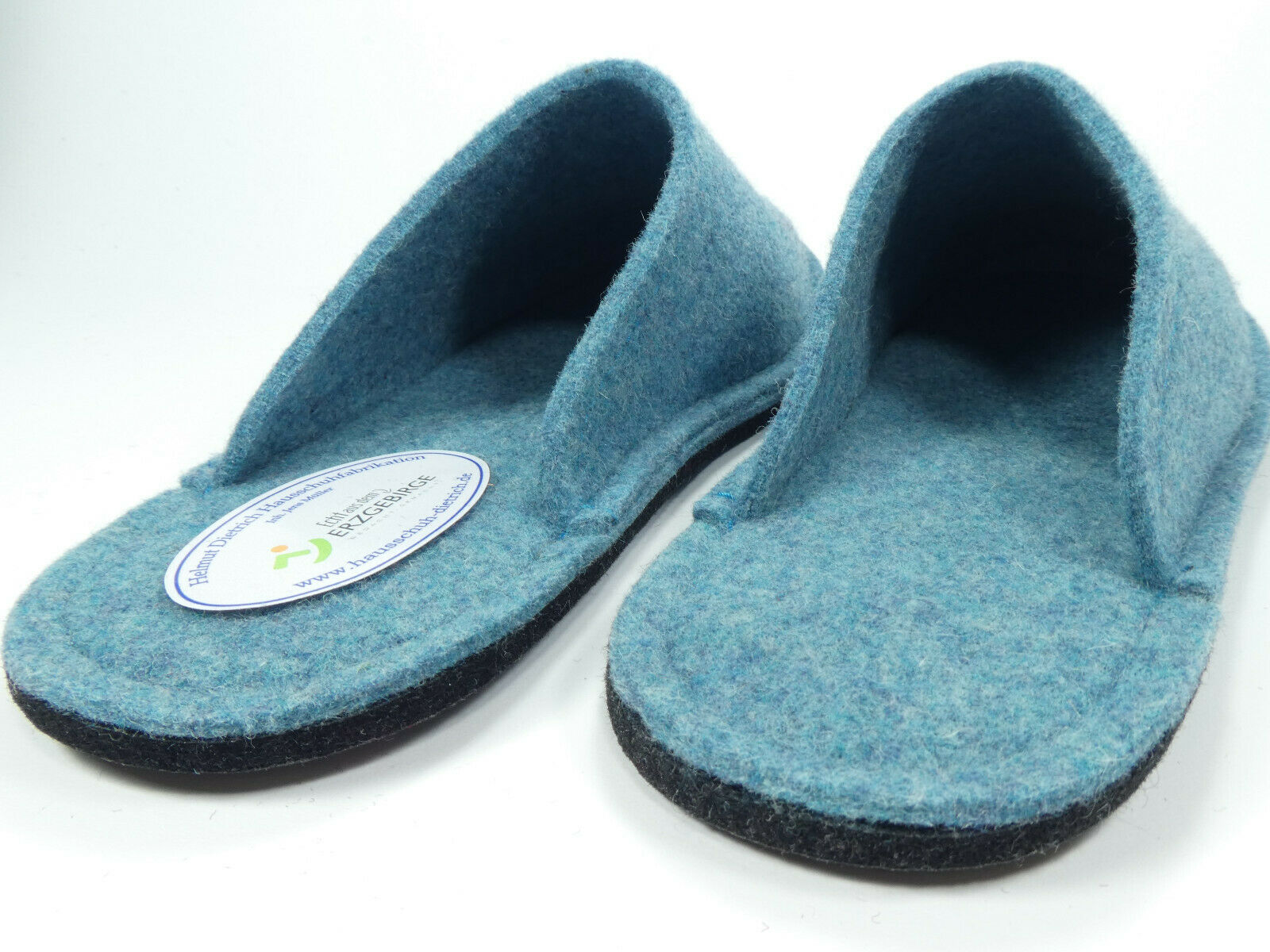 Barfuß-Pantoffel Wollfilz ozeanblau