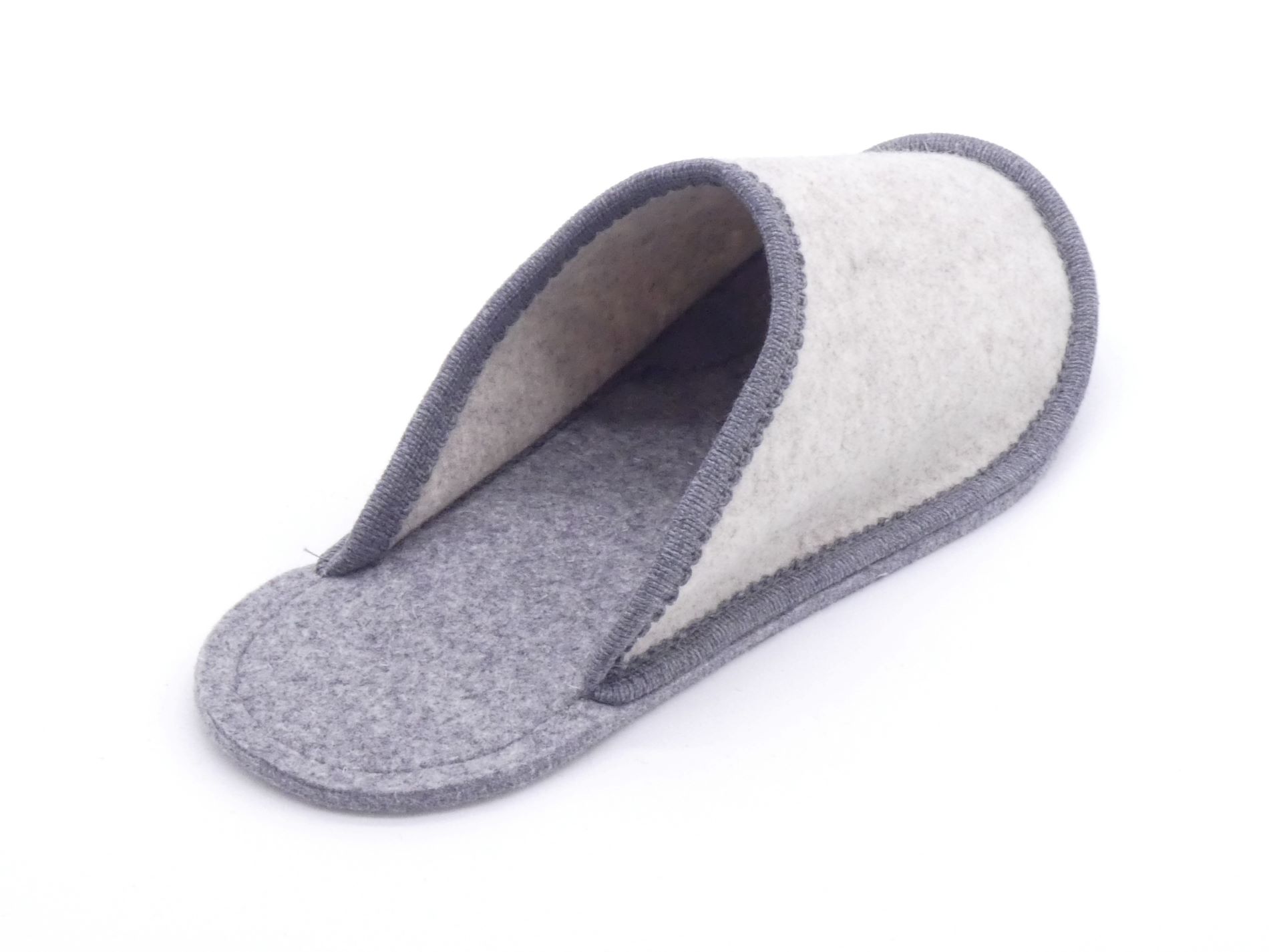 Gästepantoffel - beige - graues Band
