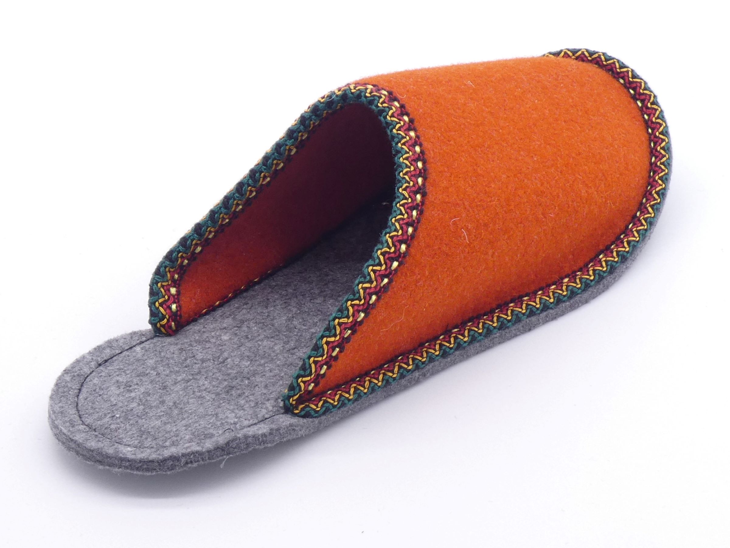Gästepantoffel - orange - buntes Band