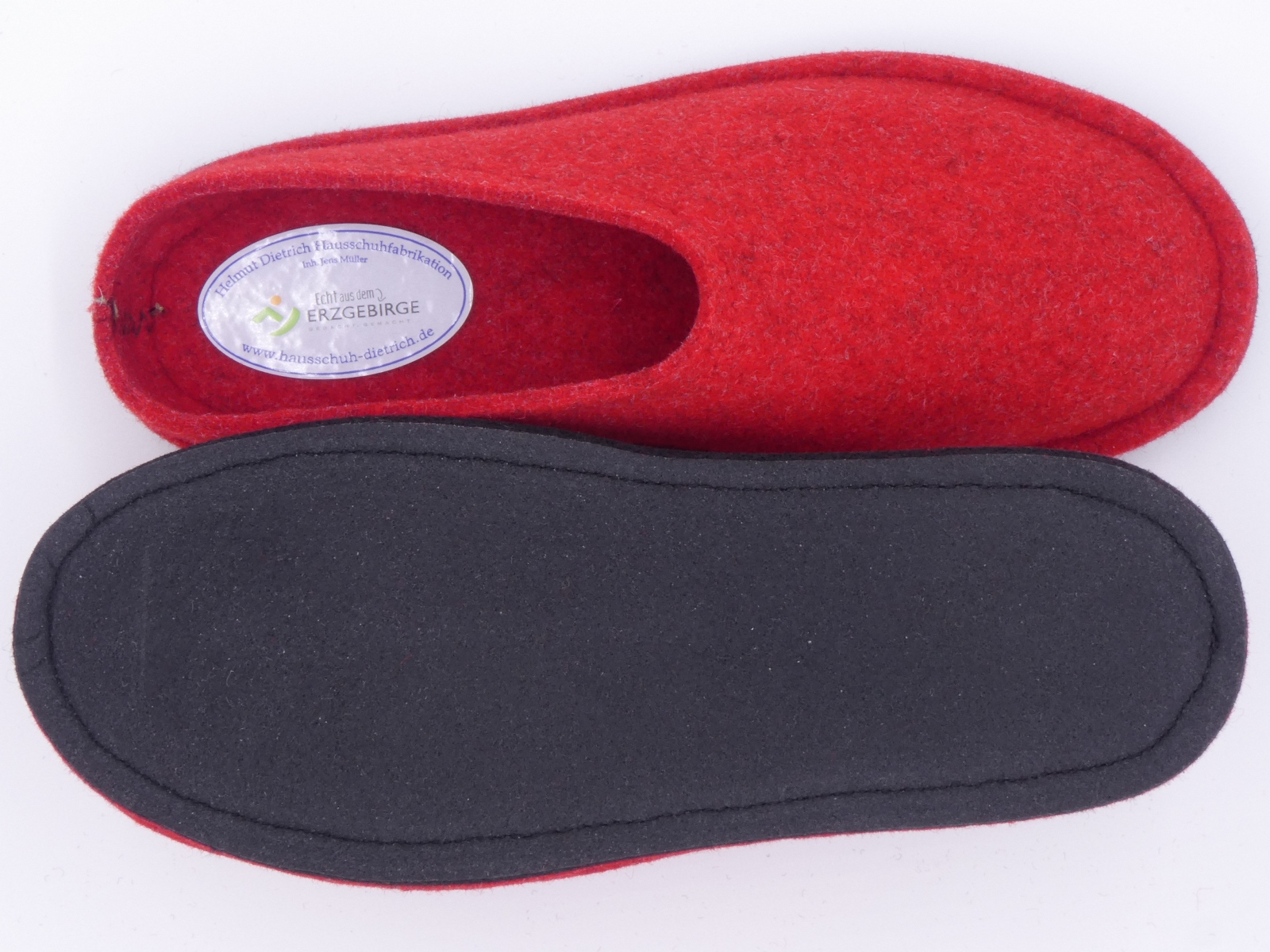 Barfußschuh Wollfilz kirschrot